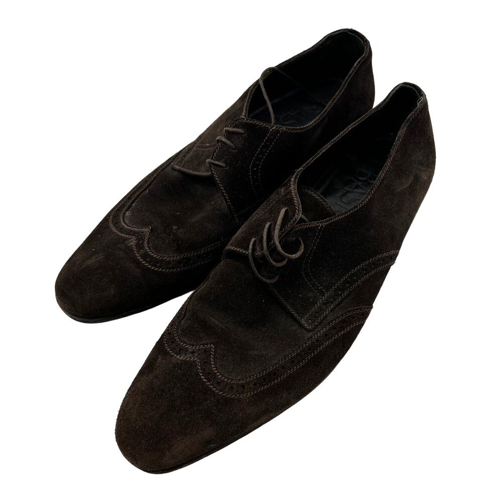 A.Testoni Basic Oxford Suede Leather Brown Shoes … - image 2
